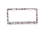 Valor Car Automotive License Plate Frame Chrome Coating Metal Painting Finish with Fully Encrusted Multiple Pink White and Black Diamonds Crystals Rhinestones B