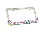 Valor Auto Companion LPF2MC027GRN Lovely Family Design Metal License Plate Frame with Green Crystals