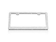 Valor Shining Six Row White Crystals Encrusted Over The Chrome Coating Metal License Plate Frame