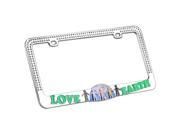Valor Auto Companion LPF2MC028WIT LOVE EARTH Design Metal License Plate Frame with White Crystals