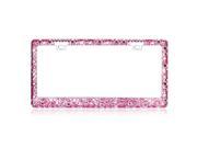 Valor Multiple Sizoe of Shining Pink Crystals Encrusted with Chrome Coating Metal License Plate Frame