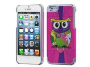 Apple iPhone 5 5S Case Owl Metal Hard Snap in Case Cover for Apple iPhone 5 5S Hot Pink Silver