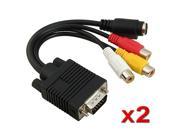 eForCity 2 Pack VGA 15 pin Male to S Video 4 Pin 3 RCA Adapter Cable For PC Laptop