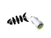 eForCity Mini White Car Charger Fishbone Wrap Compatible With Samsung© Galaxy S3 I9300 Note II S4 i9500