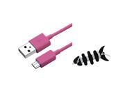 eForCity Hot Pink Universal Micro USB 2 in 1 Cable 3FT Black Headset Smart Wrap Compatible With Google Nexus 7 2012 version Blackberry Playbook
