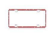 Valor Chrome Coating Metal License Plate Frame with Shining Double Row Red Crystals