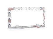Valor Auto Companion LPF2HC004RAW I LOVE USA Design Metal License Plate Frame with Contours of Red White Crystals