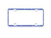 Valor Car Automotive License Plate Frame Chrome Coating Metal with Double Row Blue 246 Diamonds Crystals Rhinestones Bling