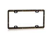 Valor Black Metal License Plate Frame with Double Row Golden Crystals