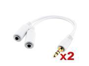 eForCity 2x White Headset Splitter Compatible with Nexus 5X 5P Samsung? Galaxy S III S3 i9300 S4 i9500 Note 2 i9300