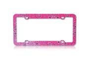 Valor Plastic License Plate Frame with Hot Pink Classic Flowers Pattern