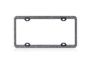 Valor Double Row White Bling Crystals with Black Metal License Plate Frame