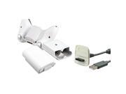 eForCity White Battery Pack Shell with USB Charing Cable Cord compatible with Xbox 360 Wireless Controller