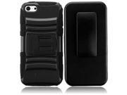 Apple iPhone 5C 5S Case Advanced Armor Dual Layer [Shock Absorbing] Protection Hybrid Stand PC Silicone Holster Case Cover for Apple iPhone 5C 5S Black