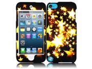 Apple iPod Touch 5th Gen 6th Gen Case eForCity Star Rubberized Hard Snap in Case Cover Compatible With Apple iPod Touch 5th Gen 6th Gen Gold Black