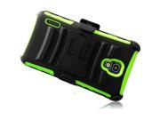 HRW for LG Optimus F7 US780 Side Stand Cover With Holster Black Neon Green
