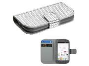 MYBAT Silver Diamonds Book Style MyJacket Wallet with Card Slot 830 compatible with Samsung T599 Galaxy Exhibit