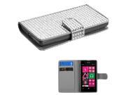 Silver Diamonds Book Style Leather Wallet with Card Slot 830 For Nokia 521 Lumia 521