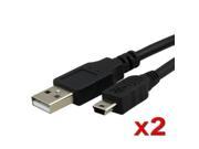 eForCity 2x 6ft Compatible With Sony PS3 Controller A Male to Mini 5 Pin USB Data Charger Cable Cord