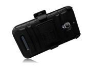HRW For Alcatel One Touch Fierce 7024W Side Stand Cover With Holster Black Black