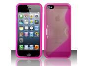 Apple iPhone 5 5S Case S Shape Stand PC TPU Rubber Case Cover for Apple iPhone 5 5S Hot Pink Clear