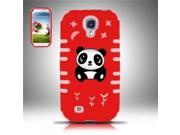 BJ For Samsung Galaxy S4 Glow PC SC Panda Bear 3D Design Case Cover Red Red