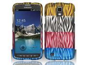 BJ For Samsung Galaxy S4 ACTIVE i537 i9295 AT T Rubberized Design Case Cover Multi Zebra