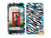 MYBAT LG MS323 VS450PP Case Cover Zebra Skin Tropical Teal TUFF Hybrid Phone Protector Cover For LG MS323 VS450PP