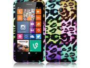 HRW For Nokia Lumia 635 Rubberized Design Cover Case Colorful Leopard