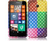 HRW For Nokia Lumia 635 Rubberized Design Cover Case Colorful Polka