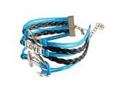 eForCity Fashion Multistring Bracelet with Charms Blue Black Silver Anchor