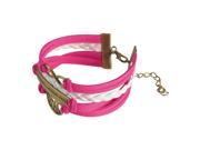 eForCity Fashion Multistring Bracelet with Charms Hot Pink White Bronze Idiom Plate