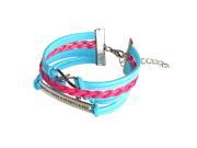 eForCity Fashion Multistring Bracelet with Charms Baby Blue Hot Pink Silver Idiom Plate
