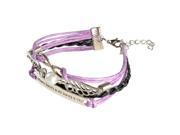 eForCity Fashion Multistring Bracelet with Charms Lavender White Silver Idiom Plate