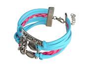 eForCity Fashion Multistring Bracelet with Charms Baby Blue Hot Pink Silver Owl