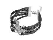 eForCity Fashion Multistring Bracelet with Charms Black Silver Tree Butterfly
