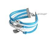 eForCity Fashion Multistring Bracelet with Charms Blue White Silver Owl