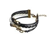 eForCity Fashion Multistring Bracelet with Charms Black White Bronze Leaf
