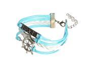 eForCity Fashion Multistring Bracelet with Charms Baby Blue White Silver Rudder