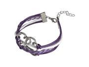 eForCity Fashion Multistring Bracelet with Charms Purple White Silver Hearts
