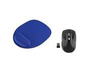 eForCity Blue Wrist Comfort Mouse Pad For Optical Trackball Mouse w Black Wireless Optical Mouse