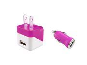 eForCity Hot Pink USB Mini Travel Charger and USB Mini Car Charger Adapter For Apple iPhone 6