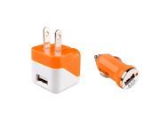 eForCity Orange USB Mini Travel Charger and USB Mini Car Charger Adapter For Apple iPhone 6