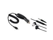 Car Charger Black Headset Compatible with Samsung Galaxy S 4 S IV i9500 i8190 Note 2