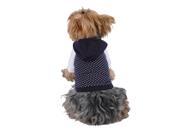 Blue White Polka Dot Hoodie For Puppy Dog 2 Extra Small XXS