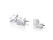 Zodaca Silver Square Diagonal Ribbed Cufflinks with FREE Silver Rectangle Cufflink
