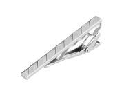 eForCity Angled Stripes Faceted Tie Clip Silver