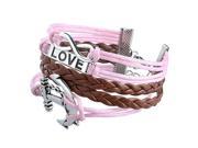 eForCity Fashion Leather Cute Infinity Charm Bracelet Jewelry Silver lots Pink Brown Anchor