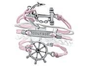 eForCity Fashion Leather Cute Infinity Charm Bracelet Jewelry Silver lots Pink White Voyage