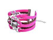 eForCity Fashion Leather Cute Infinity Charm Bracelet Jewelry Silver lots Hot Pink Brown Heart